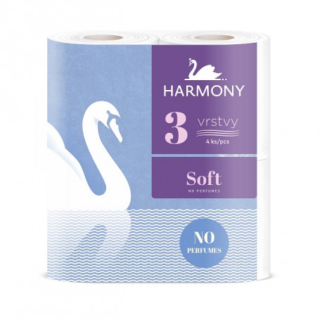 Тоалетна хартия Harmony Soft, трипластова, 4 рула