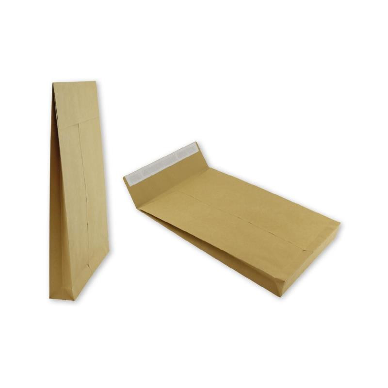 Плик за писма Е4, самозалепващ, кафяв с дъно, 40 х 30 х 4 см - 160536
