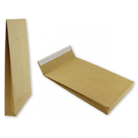 Плик за писма Е4, самозалепващ, кафяв с дъно, 40 х 30 х 4 см - 160536