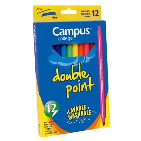 Маркери Campus College, 12 цвята, 2-4 мм, двувърхи 210103
