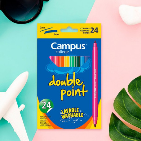 Маркери Campus College, 24 цвята, 2-4 мм, двувърхи 210105