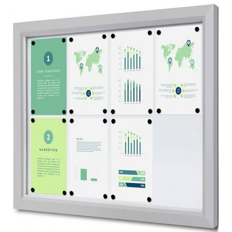 Външно витринно табло Slim, за 8 x A4, бяла дъска 193823