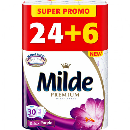 Тоалетна хартия Milde, 24+6 рула 220536