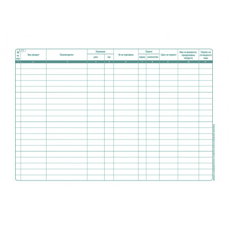 Дневник за контрол на хранителни продукти 192752