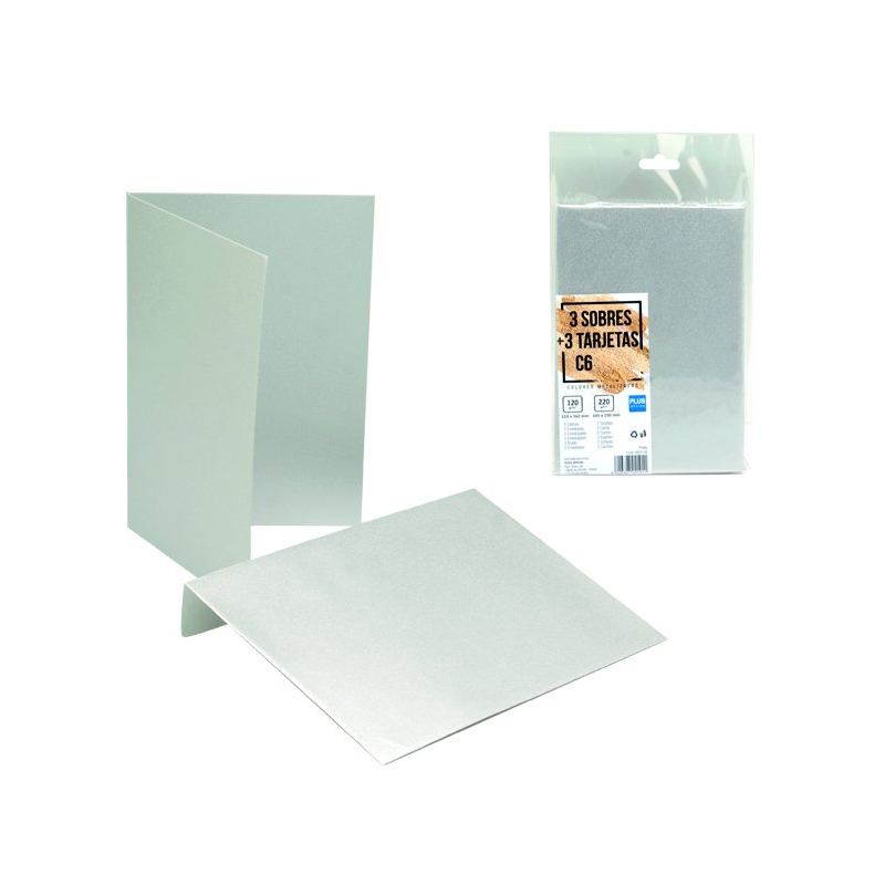 Плик за писма С6, 3 бр. комплект с картичка, сребро 160521