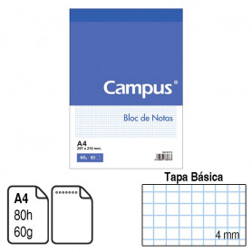 Бележник Campus А4, 80 л., 60 г, лепен, каре 020505 2