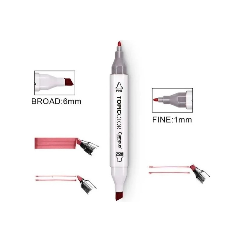 Маркери Campus TopiColor, 12 цвята, 1-6 мм, двувърхи, в кутия 210212