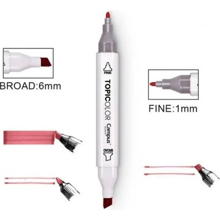 Маркери Campus TopiColor, 12 цвята, 1-6 мм, двувърхи, в кутия 210212