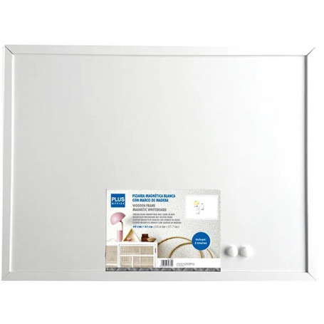 Бяла дъска 60 х 45 см, магнитна, бяла дървена рамка 050337