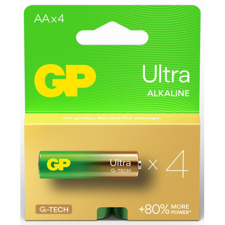 Батерии GP Ultra LR6 AA, 1.5V, алкални, 4 бр. 020334