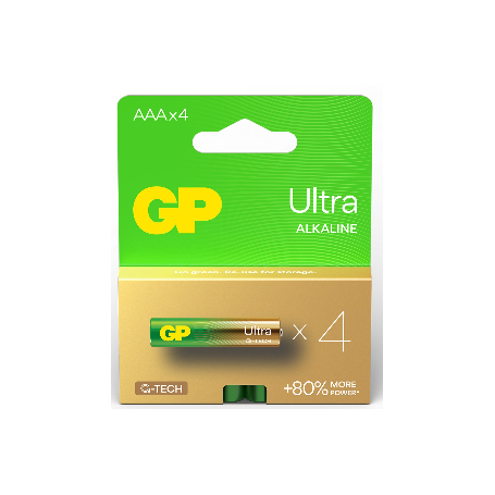 Батерии GP Ultra LR03 AAA, 1.5V, алкални, 4 бр. 020335