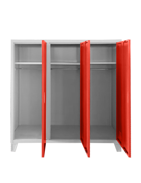 Метален шкаф Carmen CR-1605-3 JZ - сив / червен ⋙ на цена от 202.48лв  - Allegro-bg.com