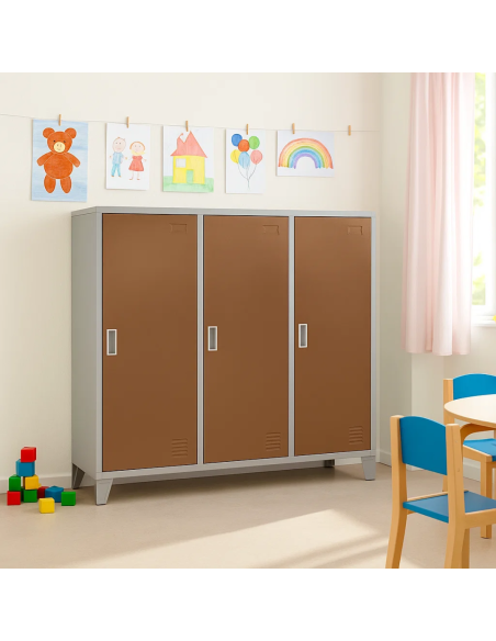 Метален шкаф Carmen CR-1605-3 JZ - сив / светлокафяв ⋙ на цена от 202.48лв  - Allegro-bg.com