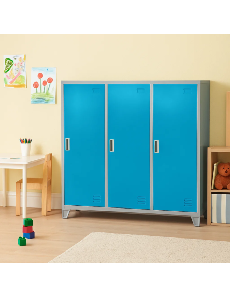 Метален шкаф Carmen CR-1605-3 JZ - сив / светлосин ⋙ на цена от 202.48лв  - Allegro-bg.com